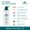 Ingredientes del gel de ducha nutritivo con olor a musgo y coco