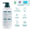 Trasera del gel de ducha purificante con olor eucalipto y musgo