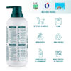 Trasera deñ gel de ducha de uso frecuente olor a vainilla con iconos