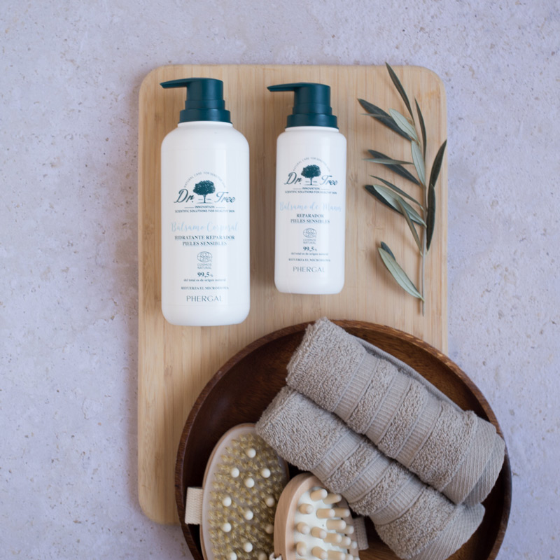 Dúo del bálsamo corporal y de manos de dr tree